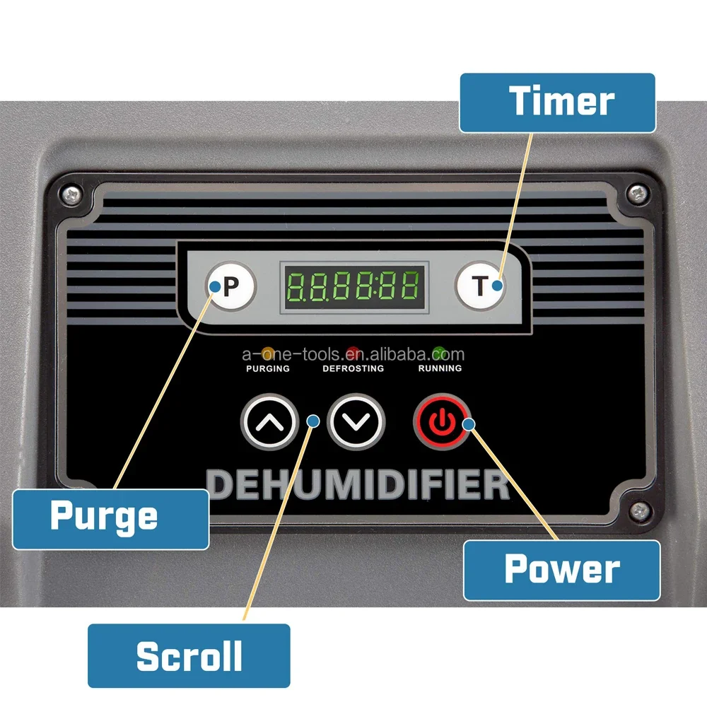 Peiqi 90 Pints أزرق أحمر مزيل الرطوبة المحمول التجاري مع P Auto Defrost مزيل الرطوبة الصناعي لاستعادة أضرار المياه