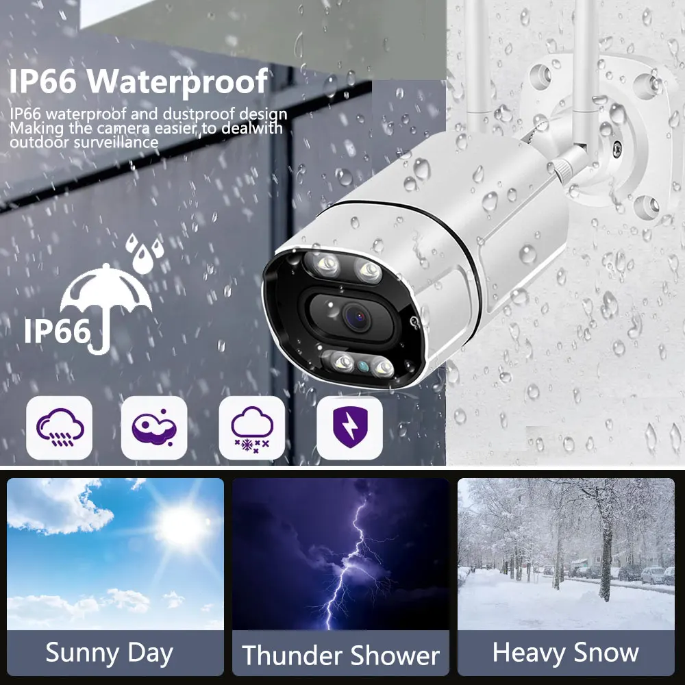 5MP Tuya Smartlife Wifi Telecamera IP Rilevazione umana esterna 2-Audio Telecamera IP Visione notturna a infrarossi a colori Telecamera CCTV di sicurezza P2P