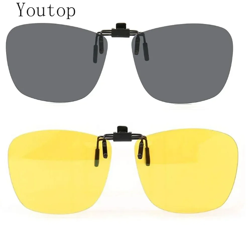 

Women Square Polarized Clip on sunglasses flip up men fashion oval UV400 driving fishing night vision sunglasses clip on lenses