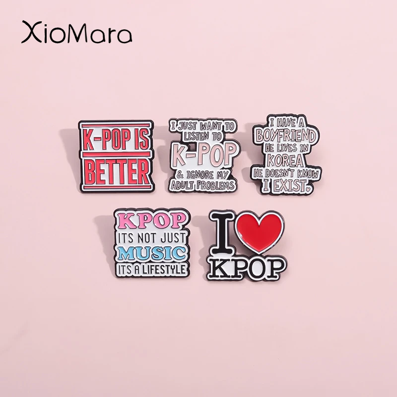 Pin esmaltado Kpop es mejor, solo quiero escuchar Kpop, ignorar mis problemas para adultos, broche, insignias de solapa, joyería para seguidores del grupo Pop Band