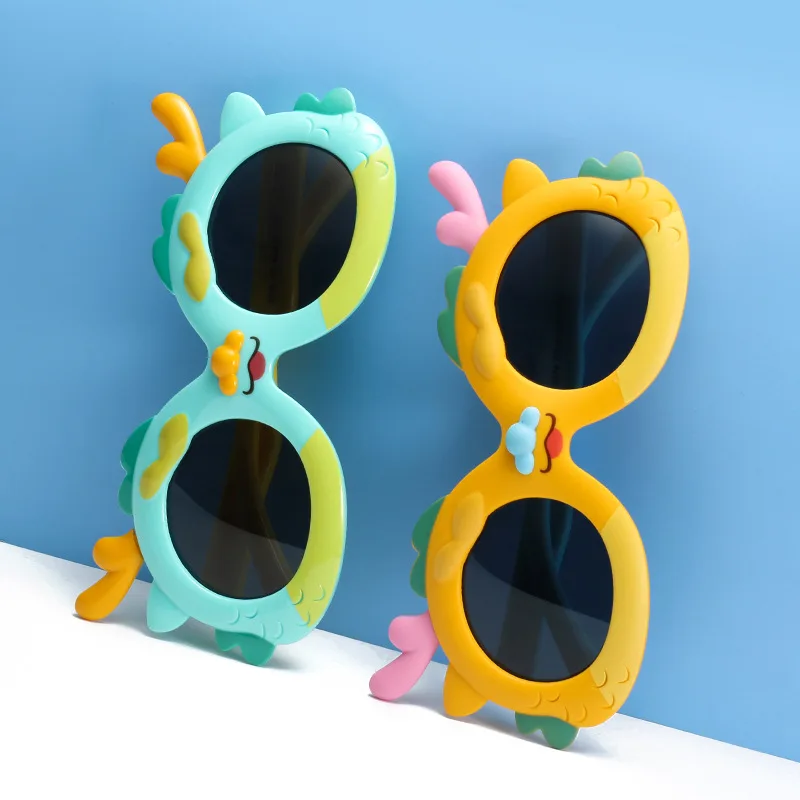 Polarized Cute Little Dragon Man Cartoon Sunglasses UV400 Outdoor Girls Boys Protection Eyewear Silicone Kids UV400 Sun Glasses