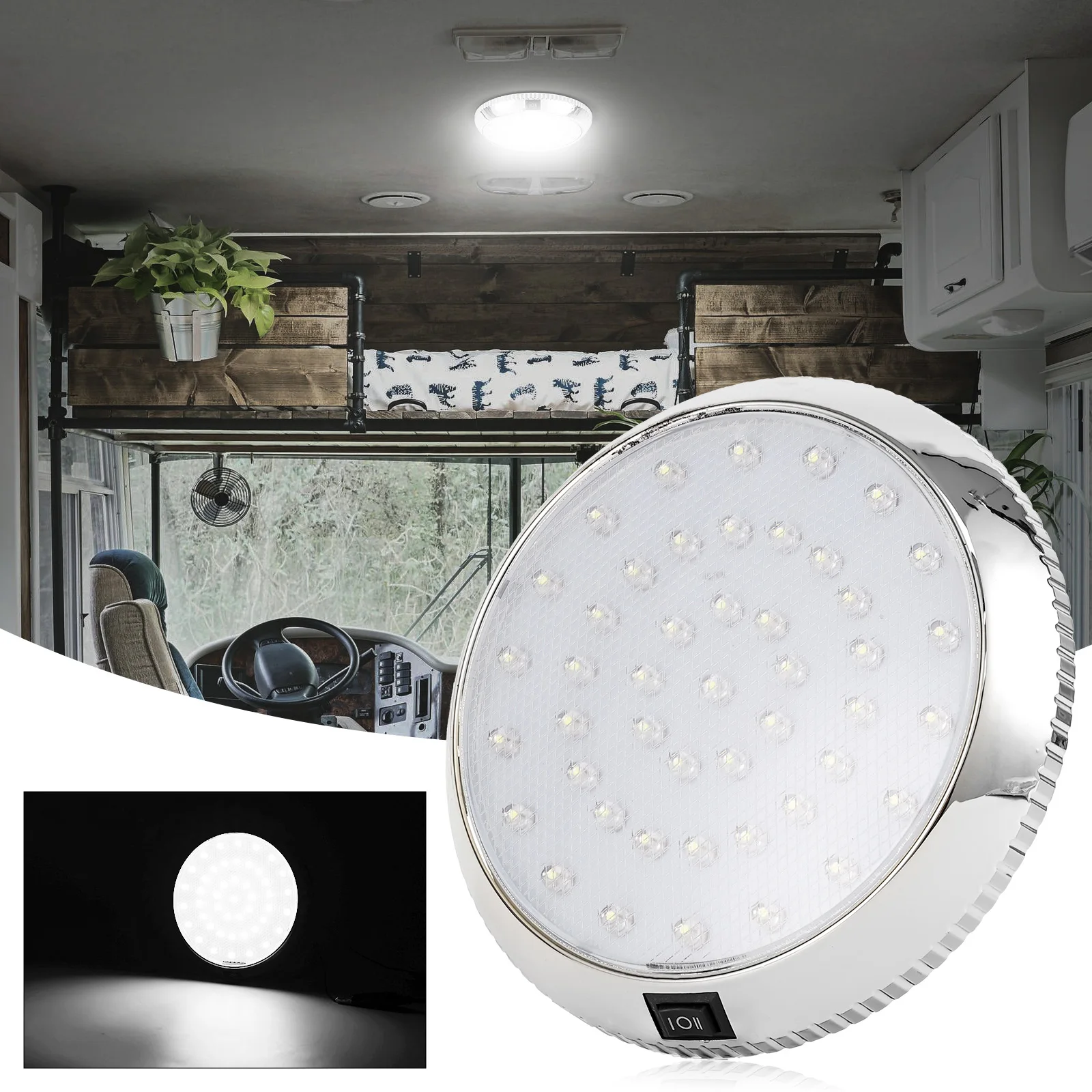 12 В 46 светодиодный караван RV круглый потолочный купольный светильник автомобильный потолочный светильник внутреннего освещения с выключателем для кемпера, фургона, автодома, лодки, лампы