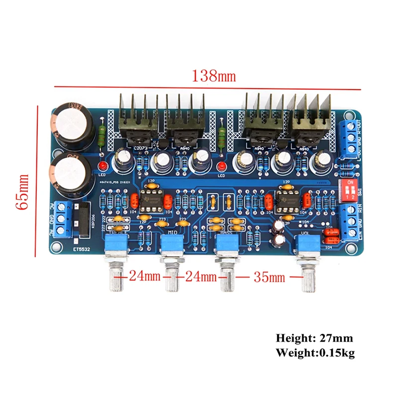 ET5532 Stereo Tone Preamplifier Board For Home Audio Amp DIY TL431 Class A Power Parallel Ne5532 OPAMP Preamp Amplifier Board