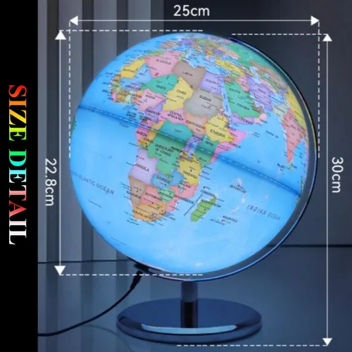 Imagen 2 del producto Diámetro de la esfera 25 cm Globo terráqueo inglés puro HD impreso 360 °   Lámpara de escritorio con luz LED para enseñanza de estudiantes, globo de Metal ABS, artesanías de oficina