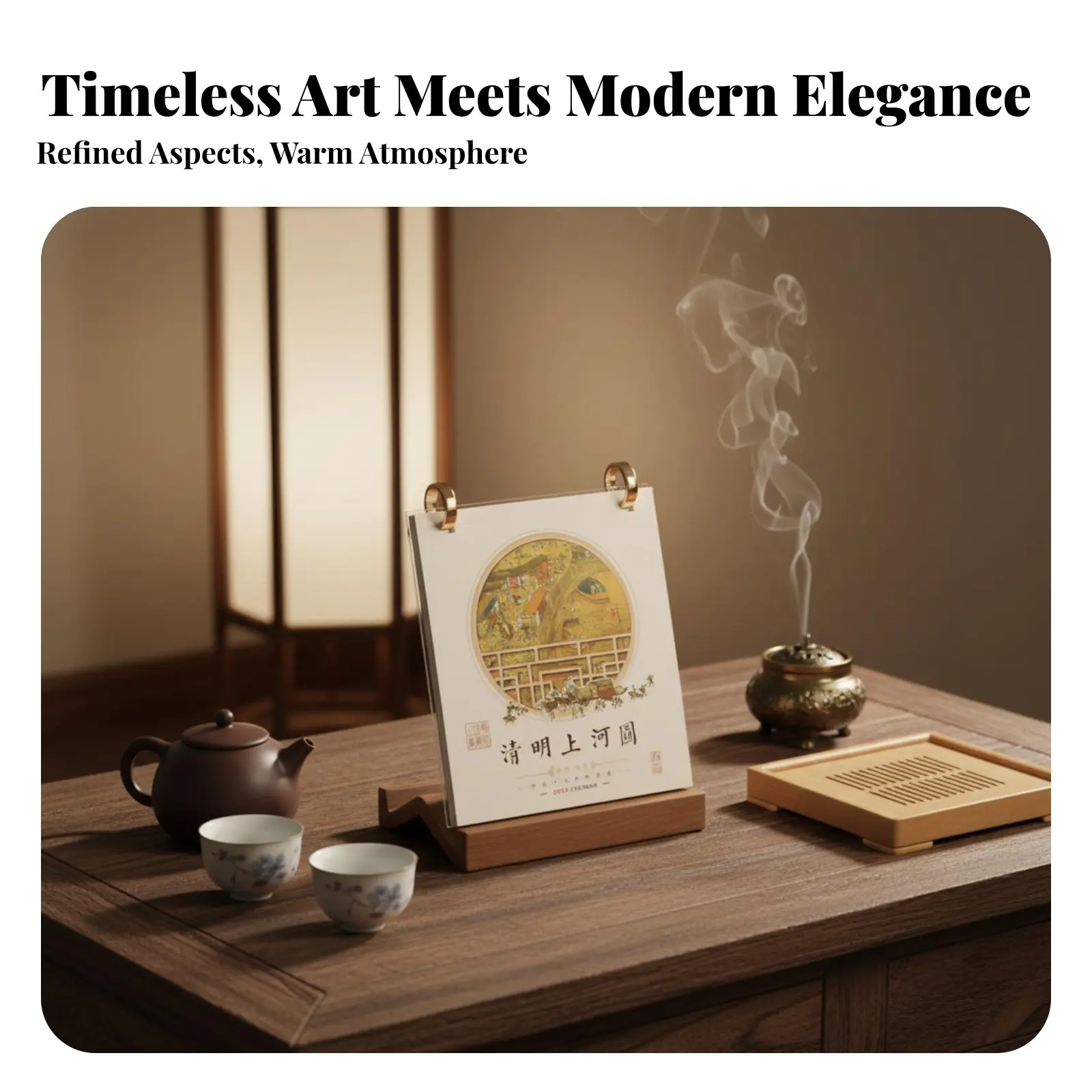 

2026 Wooden Desk Calendar, Year of the Horse, personalized branding, Office Decor, Monthly Organizer