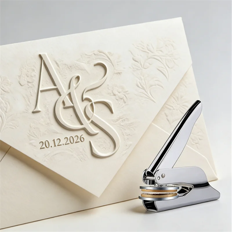 Custom Initials Embosser stamp,Wedding Embosser Personalized  Embossing Stamp, Address Stamp, Form the Library Embosser