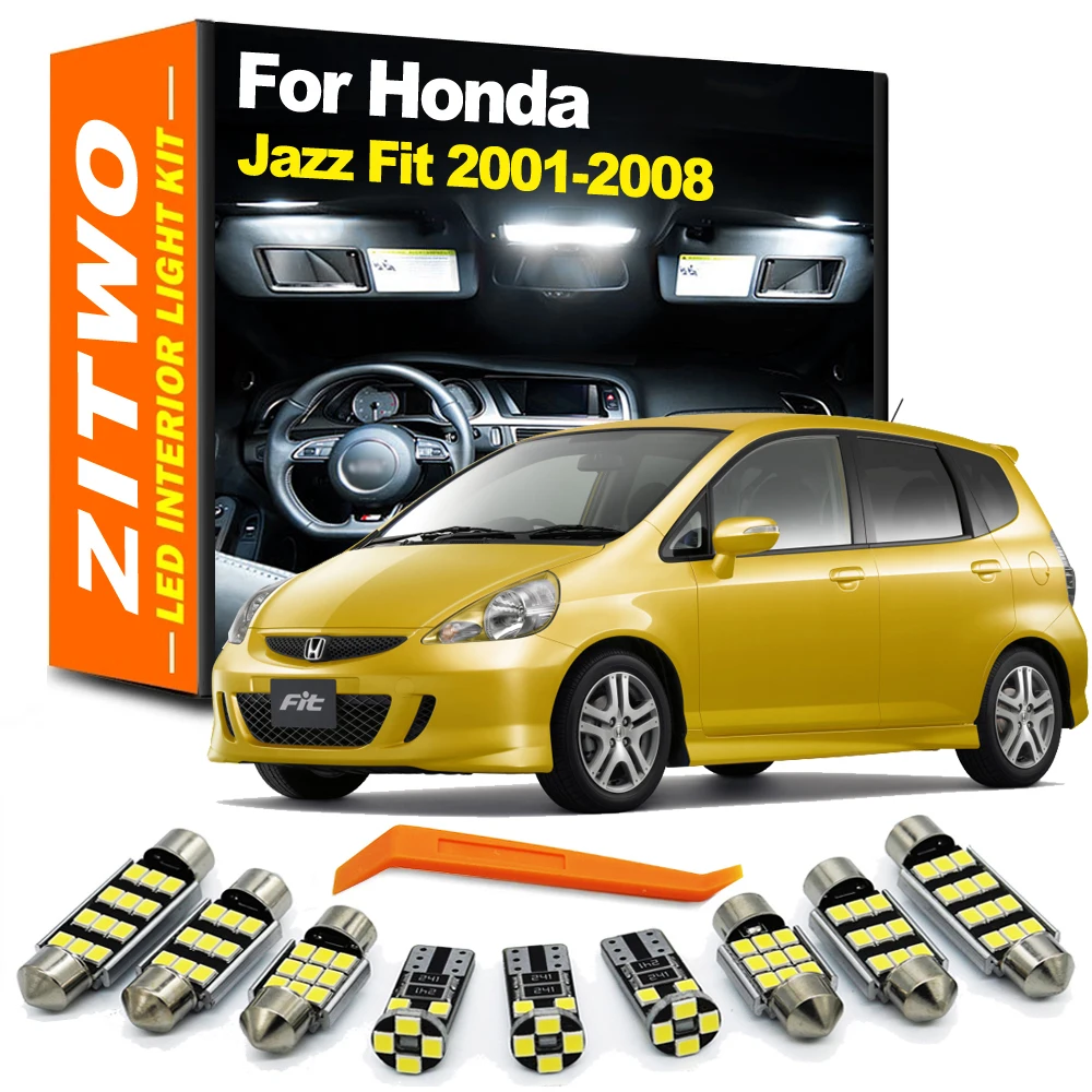 9Pcs Canbus LED Interior Dome Reading Light License Plate Bulb Kit For Honda Jazz Fit 2001 2002 2003 2004 2005 2006 2007 2008