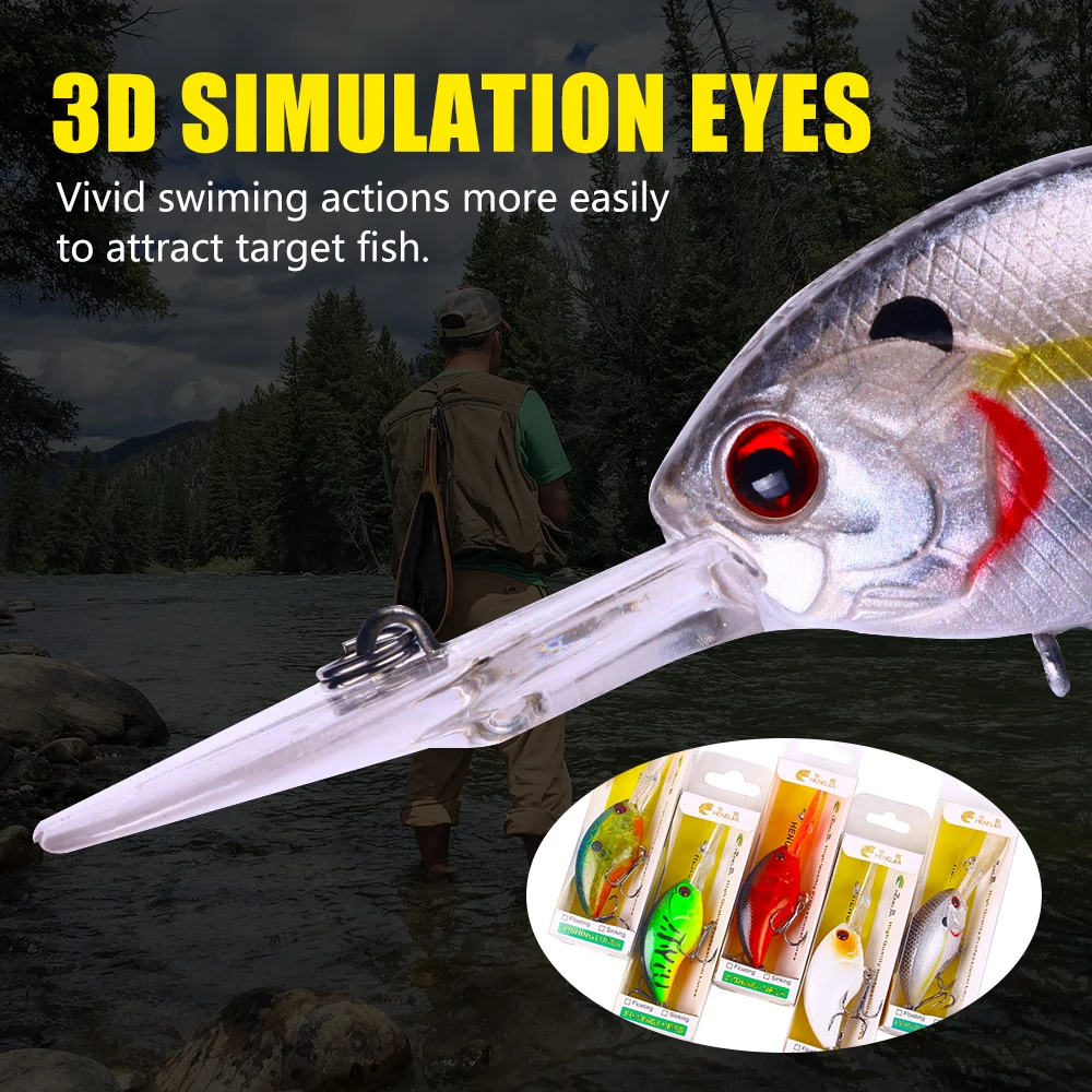 HENGJIA 11.7G 9CM Fishing Lures Rock Crank Bait Crankbait Minnow  Bass Treble Hooks Swim Hard Lure Baits Wobbler Long Big Tongue