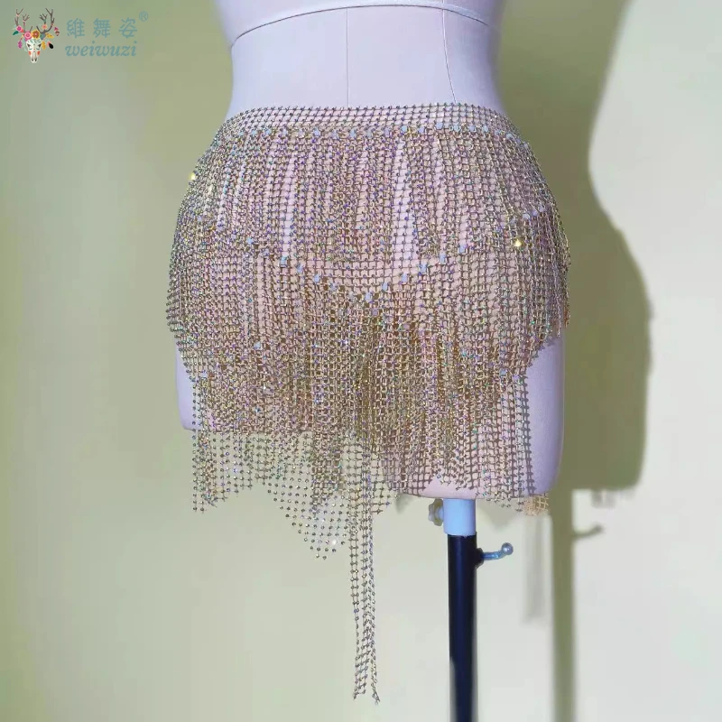 Belly Dance Performance Belt for Women Full Diamond Glitter Tassel Hip Scarf Oriental Belly Dancing Competition Accessories - Image 5