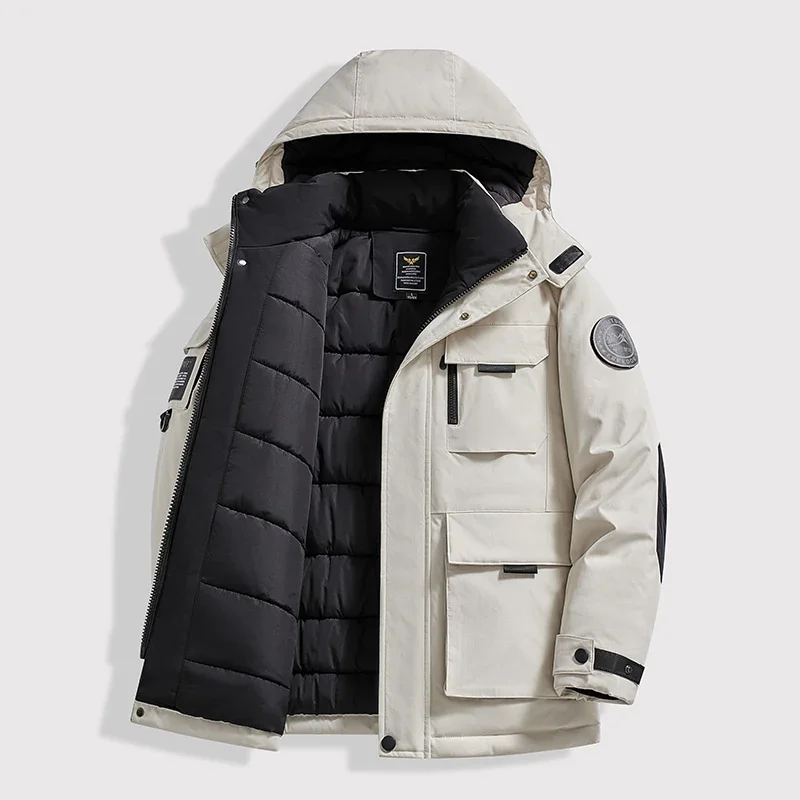 

Winter Cargo Parkas Windbreaker Outerwear Waterproof Men Parkas Outdoor Windproof Male Zipper Solid Color Jacket for Men