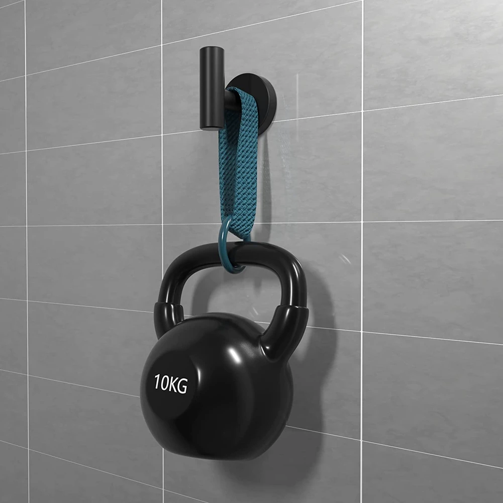 ABWR-6PCS Matte hitam kait jubah tugas berat gantungan pintu handuk jubah pakaian kabinet lemari spons kait untuk kamar mandi