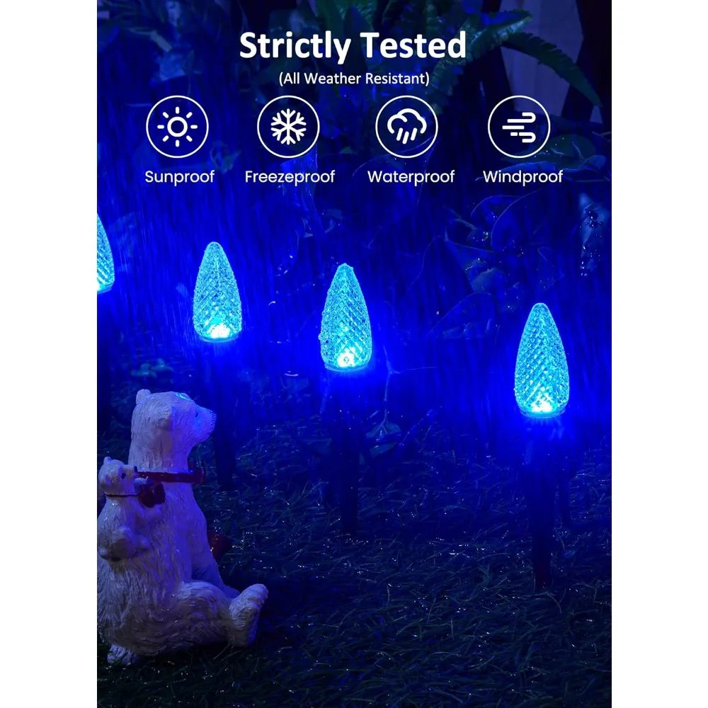 مصابيح عيد الميلاد C9 LED، 20 لمبة، بطول 25.75 قدمًا، مقاومة للماء في الهواء الطلق، نمط الفراولة، مع 20 حصصًا، سلك أخضر قابل للتمديد #2