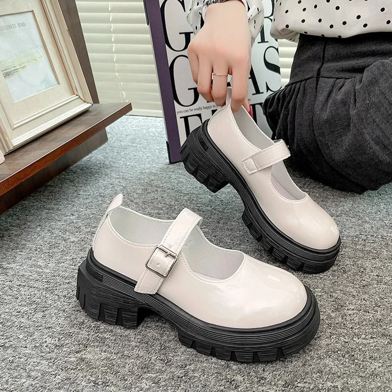 Mary Jane Shoes Y2K Brown Sweet Japanese JK School Style Thick Sole Leather Shoes Retro British Girl Platform Loafers Gift New 6