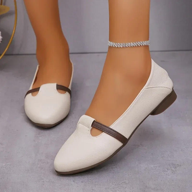 2024 High-end Color Matching Elegant Fashion Shoes for Women New Low-heeled Shoes Comfortable Soft Sole Trendy Shoes Zapatos