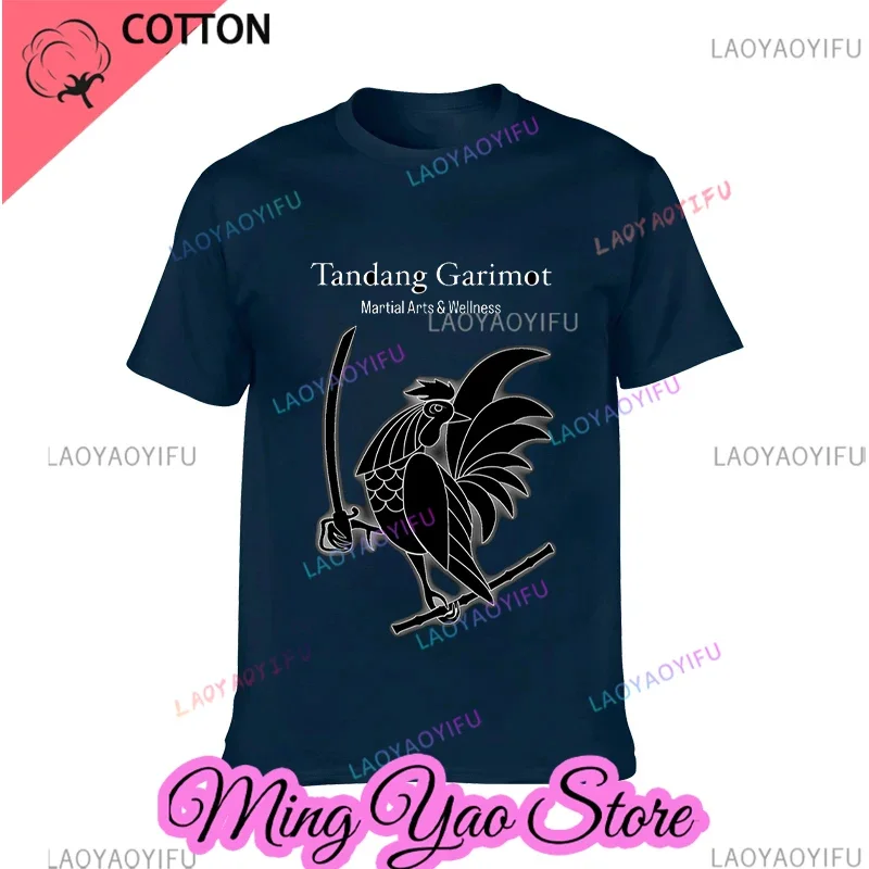 2024 Japanese Samurai Fun Kung Fu Chicken Printed Cotton T-shirt Summer Men's Street Gift Birthday Gift Harajuku Top