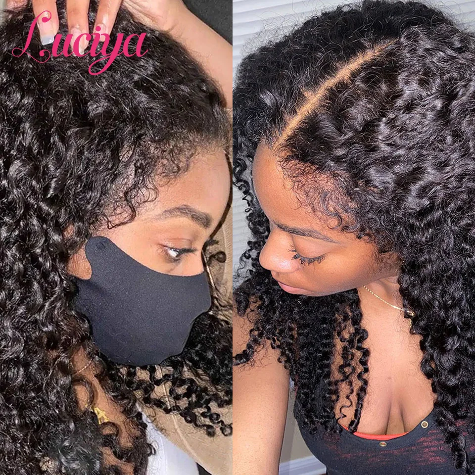 Afro Kinky Curly Wigs 4C Edges Natural Hairline 13x4 Full Lace Front Human Hair Wigs Curly Baby Hair 13x6 HD Lace Frontal Wigs