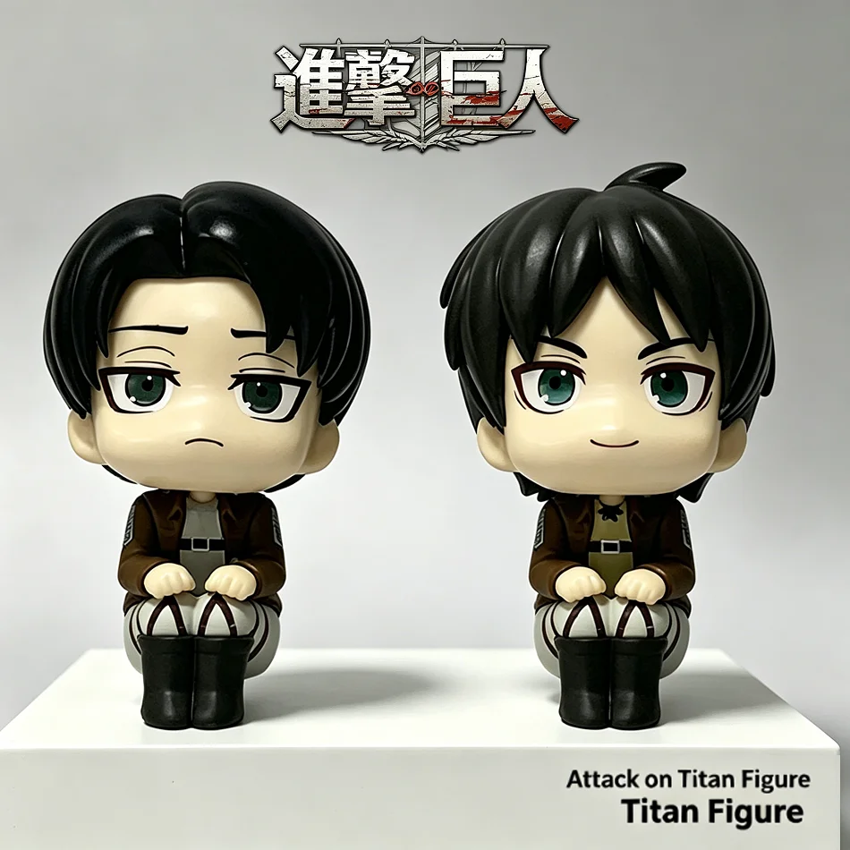 Figura de Anime de 10 cm de Ataque a los Titanes, Levi Ackerman / Eren Jaeger / Mikasa, Linda Figura de PVC en Versión Q, Juguete Coleccionable