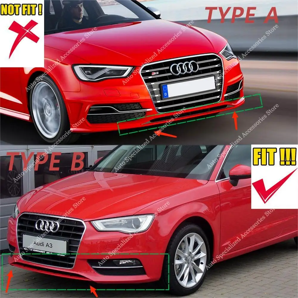 3 pz paraurti anteriore Spoiler Splitter per AUDI A3 8V TFSI FSI TDI NON-S Line 2012-2016 Pre-Lci bodykit diffusore Tuning