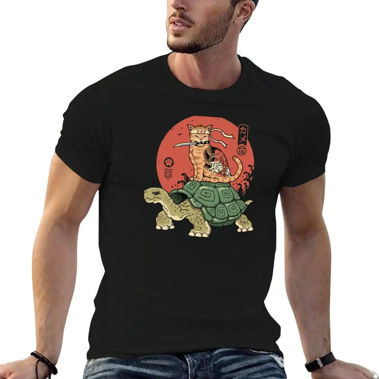 Camiseta Catana on Turtle, camiseta de anime, camisetas para hombre, camisetas gráficas de algodón para hombre, camiseta