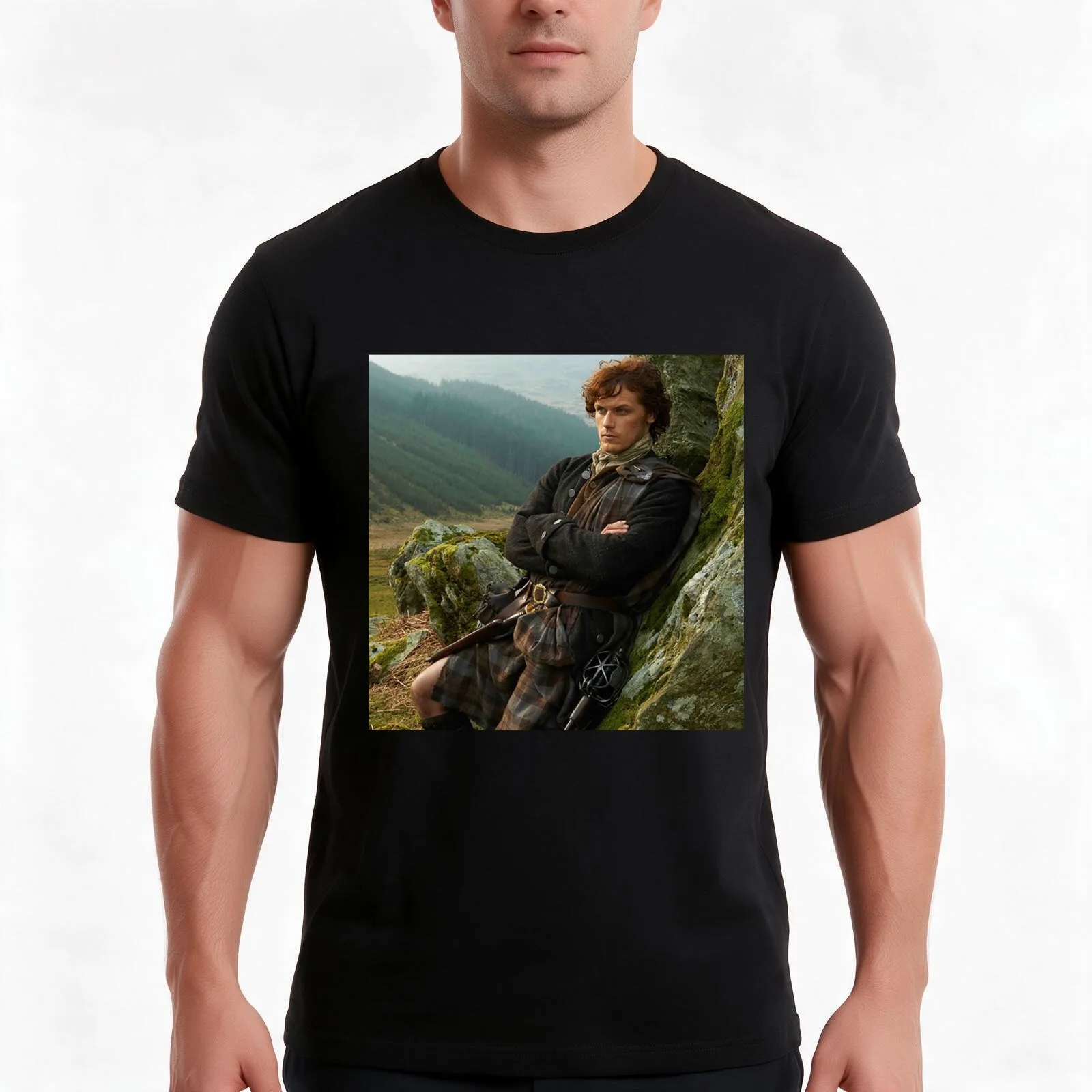 Outlander Jamie Fraser T-Shirt, Summer Casual Cotton Tee, Oversized Streetwear Tops, Vintage Graphic Print, Unisex Men Women