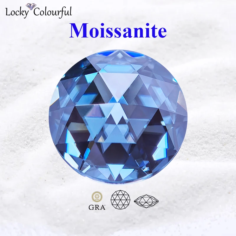 

Moissanite Royal Blue Color Double Face Rose Cut Round Shape with GRA Certificate Charms for DIY Beads Jewelry Making Materials