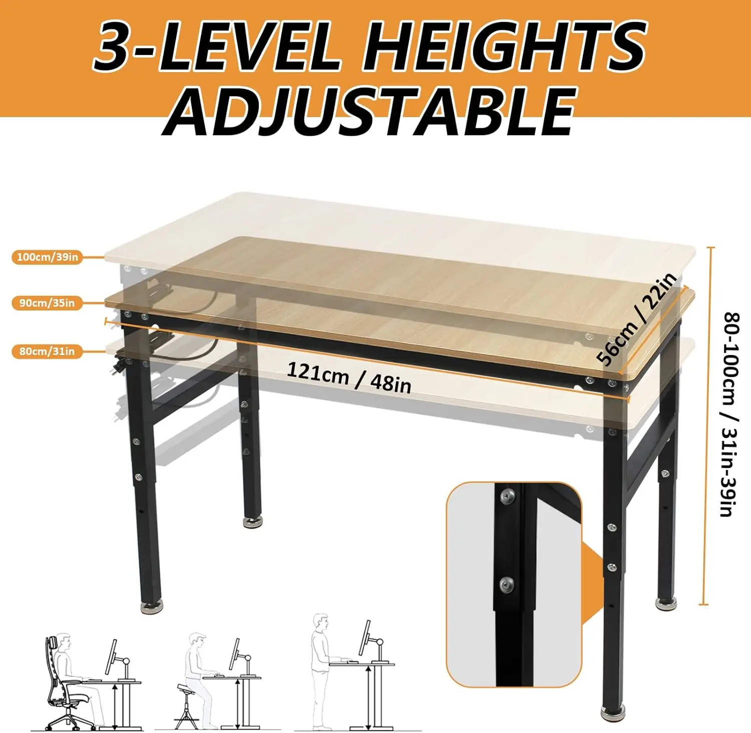 Bancada de trabalho com tomada de energia, mesa de trabalho para garagem, bancada de madeira dura com capacidade de 2000 lbs, mesa resistente para oficina, hom