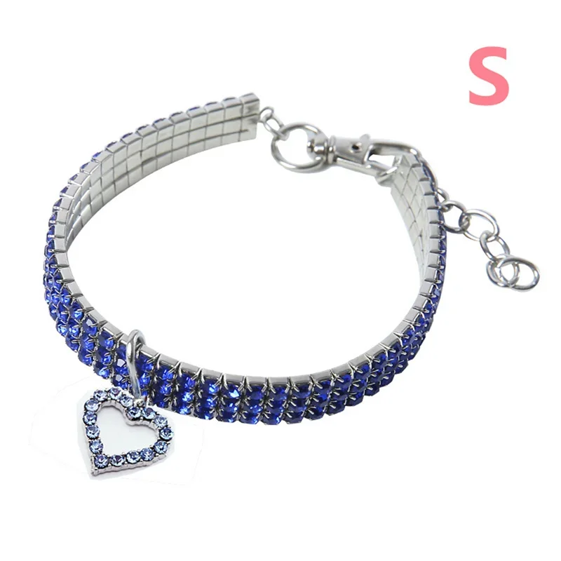 Adjustable Cat Dogs Collar With Safety Buckle Shiny Neck Ring Heart Shape Dog Neck Strap Universal Pet Supplies Crystal