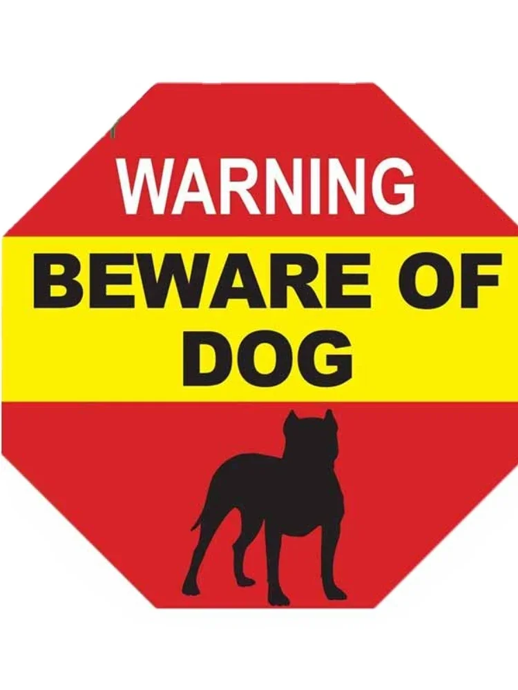 Warning Beware of Pitbull Dog Warning Sign Window Sticker Dog on Premises Sign No Trespassing Window Cling 13cm x 13cm