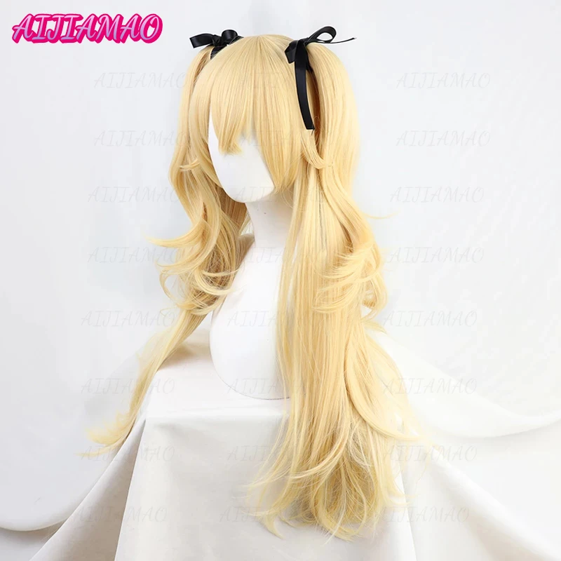 Impact Fischl Wig Long Ponytails with Ribbon Cosplay Heat Resistant Synthetic Hair Cosplay Wigs + Wig Cap