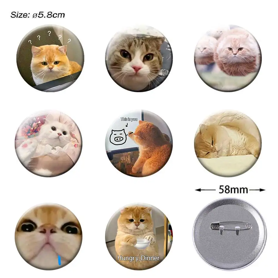 58mm Round Badge Funny Cute Animal Anime Accessories Creative Brooches Pins For Hat Backpack Cosplay Decorate Toys Gifts