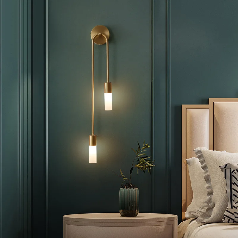 Retro Background Living Room Aisle Bedroom Lamp Bedside Nordic Creative LED Decorative Wall Lighting Modern Minimalist Wall Lamp