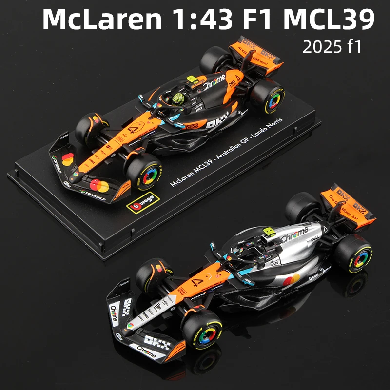 

Bburago 1:43 2025 McLaren Racing MCL39 F1 Модель гоночного автомобиля из сплава, игрушка-модель болида Формулы-1 # 4 Норрис # 81 Piastri Die Cast Static Miniature