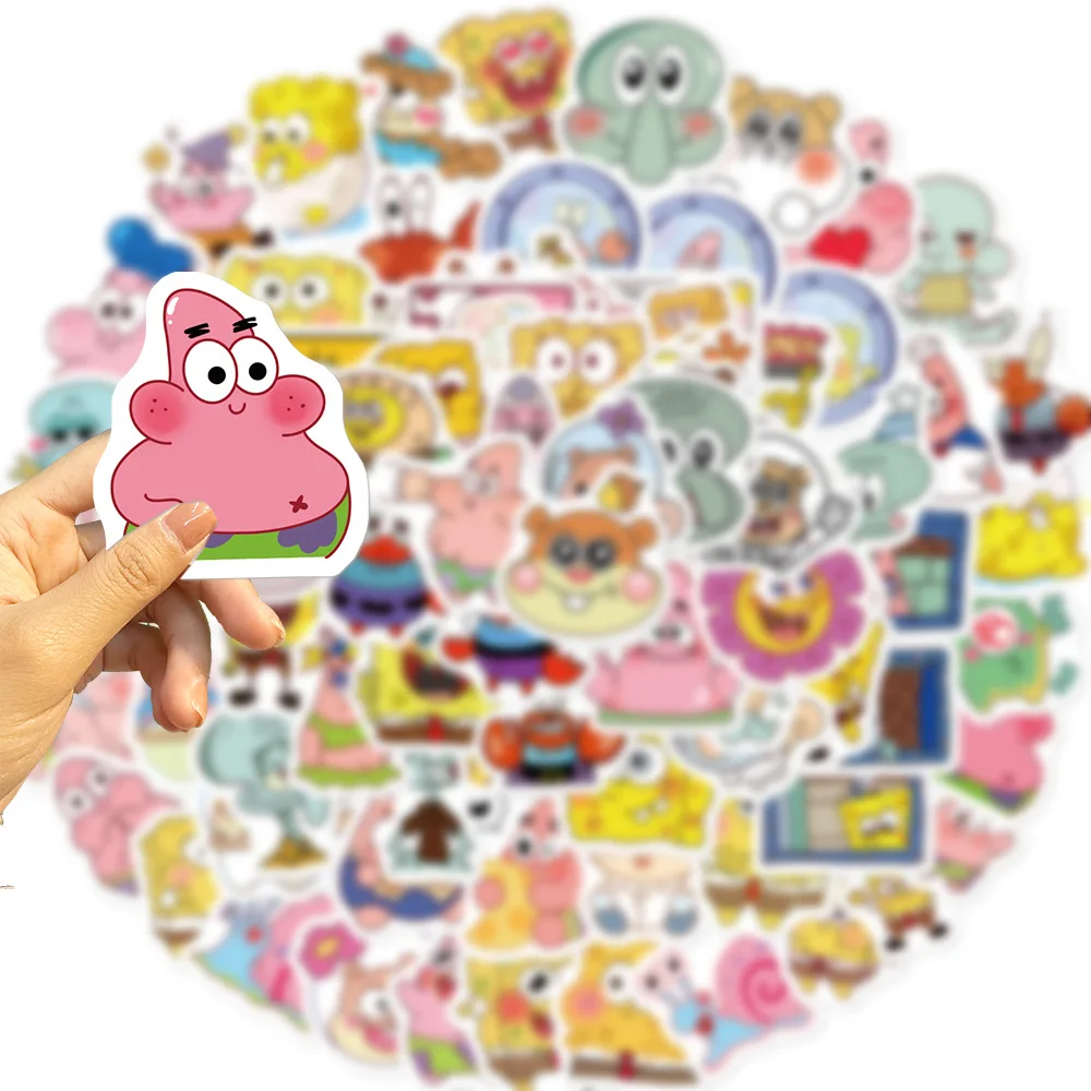 10/30/50/95PCS Spongebob Squarepants Stickers Kawaii Graffiti Decals Scrapbook Luggage Laptop Guitar Bike Cartoon Sticker Toys