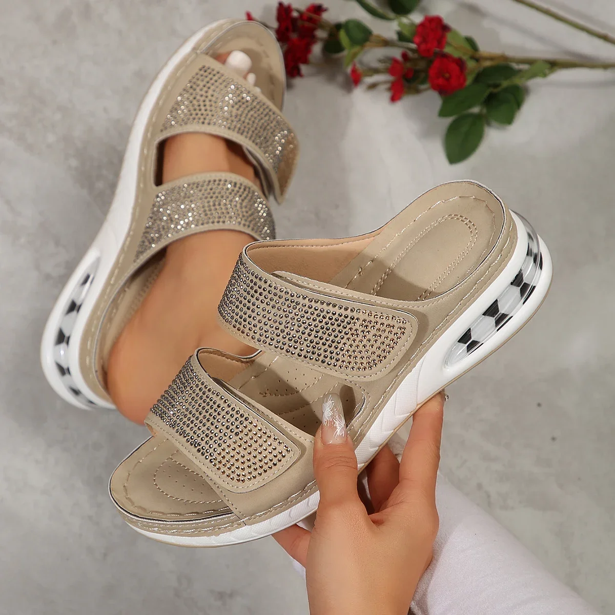 Womens Wedges Heels Sandal Thick Bottom Casual Shoes Ladies Leisure Summer Sandals Woman Shoes Women Platform Mules Slipper