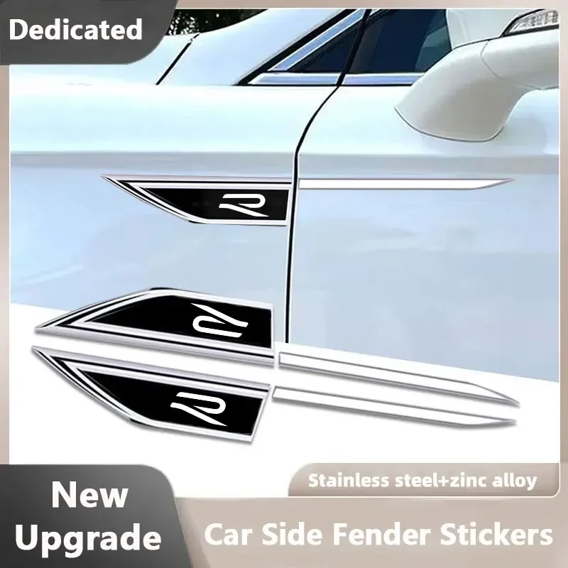 

2PCS Car Side Fender Knife Protective Stickers Emblem Badge Decals Trim Styling With R logo For VW Volkswagen R RLINE Car