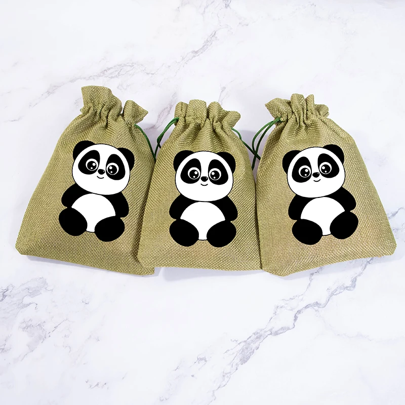 5pcs cute panda Gift Bags animal Zoo themed boy girl wild one 1st 2nd 3rd 4th 5th Birthday party baby shower decoration Favor