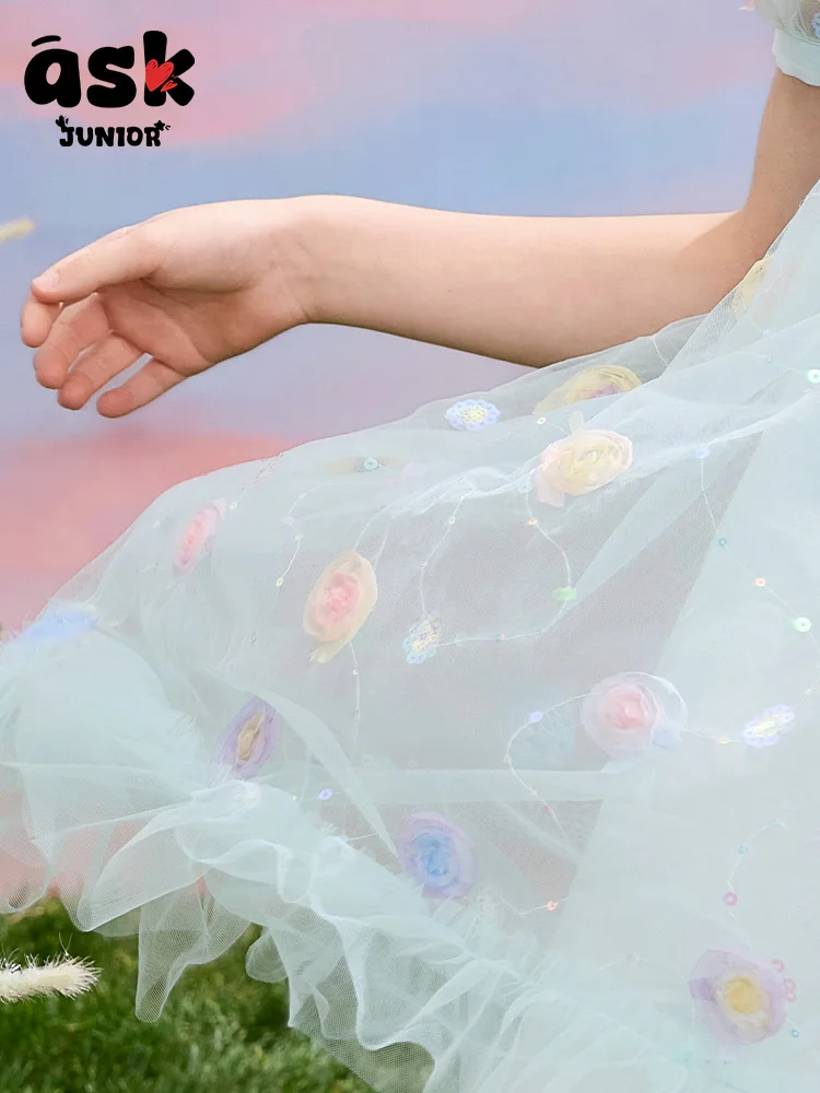 فستان صيفي للفتيات من توين، فستان شبكي رفيع #6