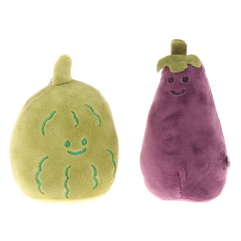 Creative Double-Sided Bitter Melon Plush Toy Cute Cartoon Eggplant Stuffed Keychain Plush Doll Keyring Bag Pendant For Kid Gifts