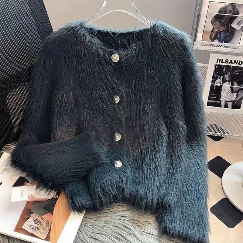 تقليد المنك الكشمير محبوك سترة سترة المرأة الخريف الشتاء الكورية موضة محبوك كورب القمم أنيقة لينة معطف الإناث #4