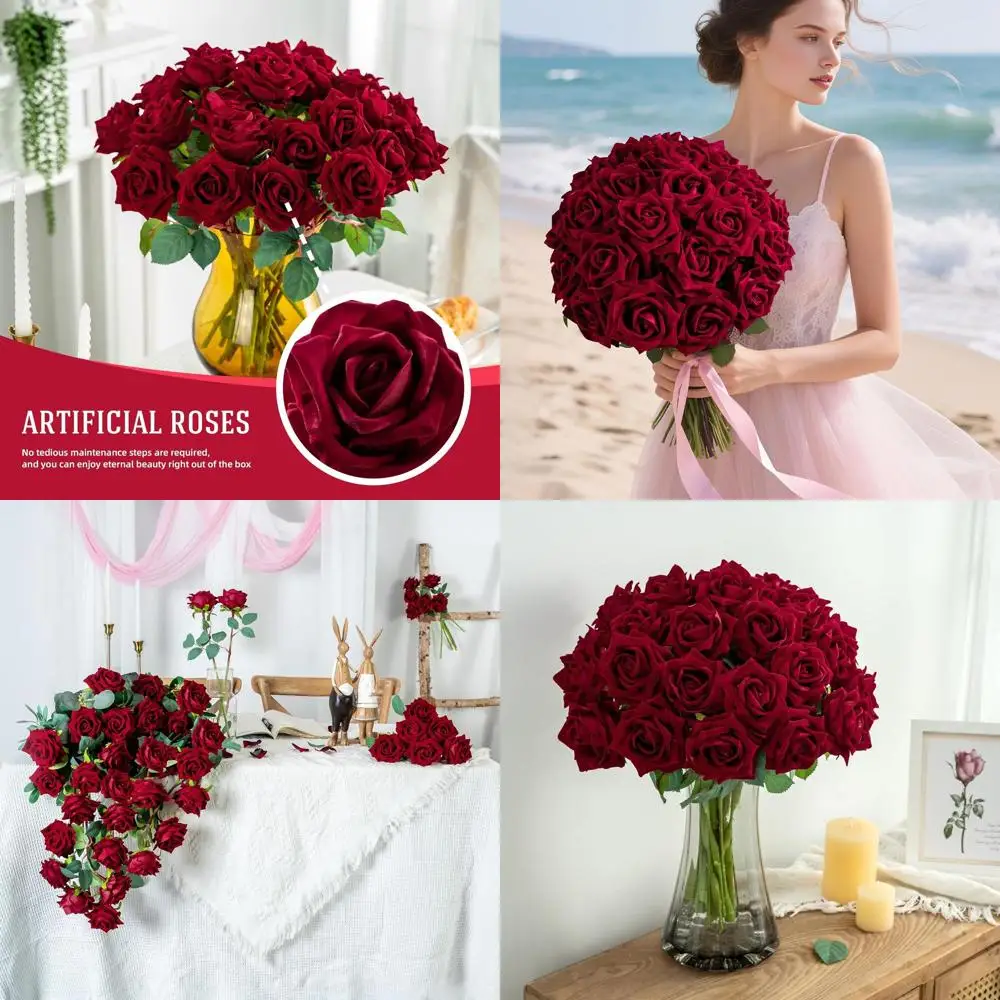 

Реалистичные шелковые стебли искусственных роз, 16,5 красных, набор из 24 предметов для домашнего декора, букетов своими руками, свадеб и вечеринок