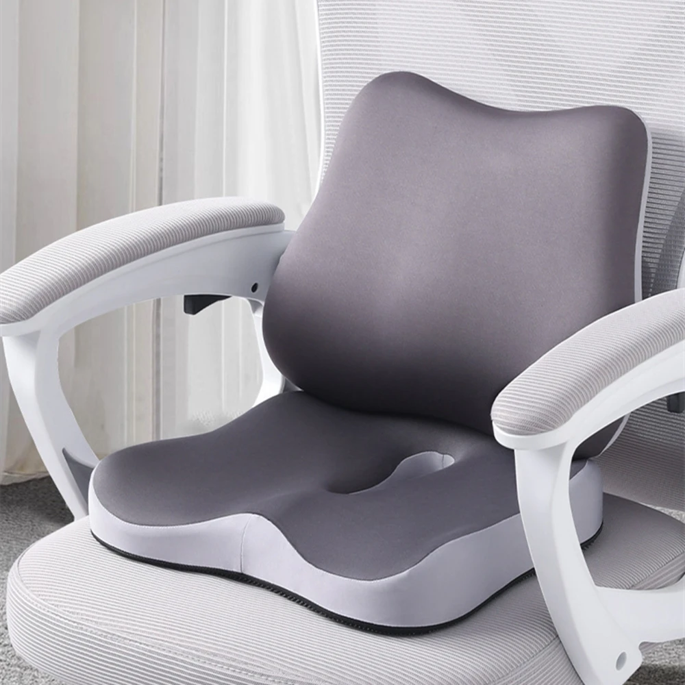 Seat Cushion Lumbar Support Pillow for Office Chair, Memory Foam L-Shaped Seat & Backrest Cushion for Long Sitting Back Pain