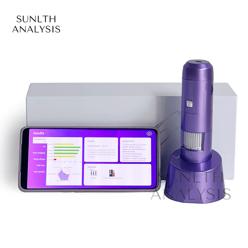 Wireless Scalp Analysis Hair Follicle Detecting Machine Connect iPad and Phone Gaving Test Reports For Beauty Salon Use