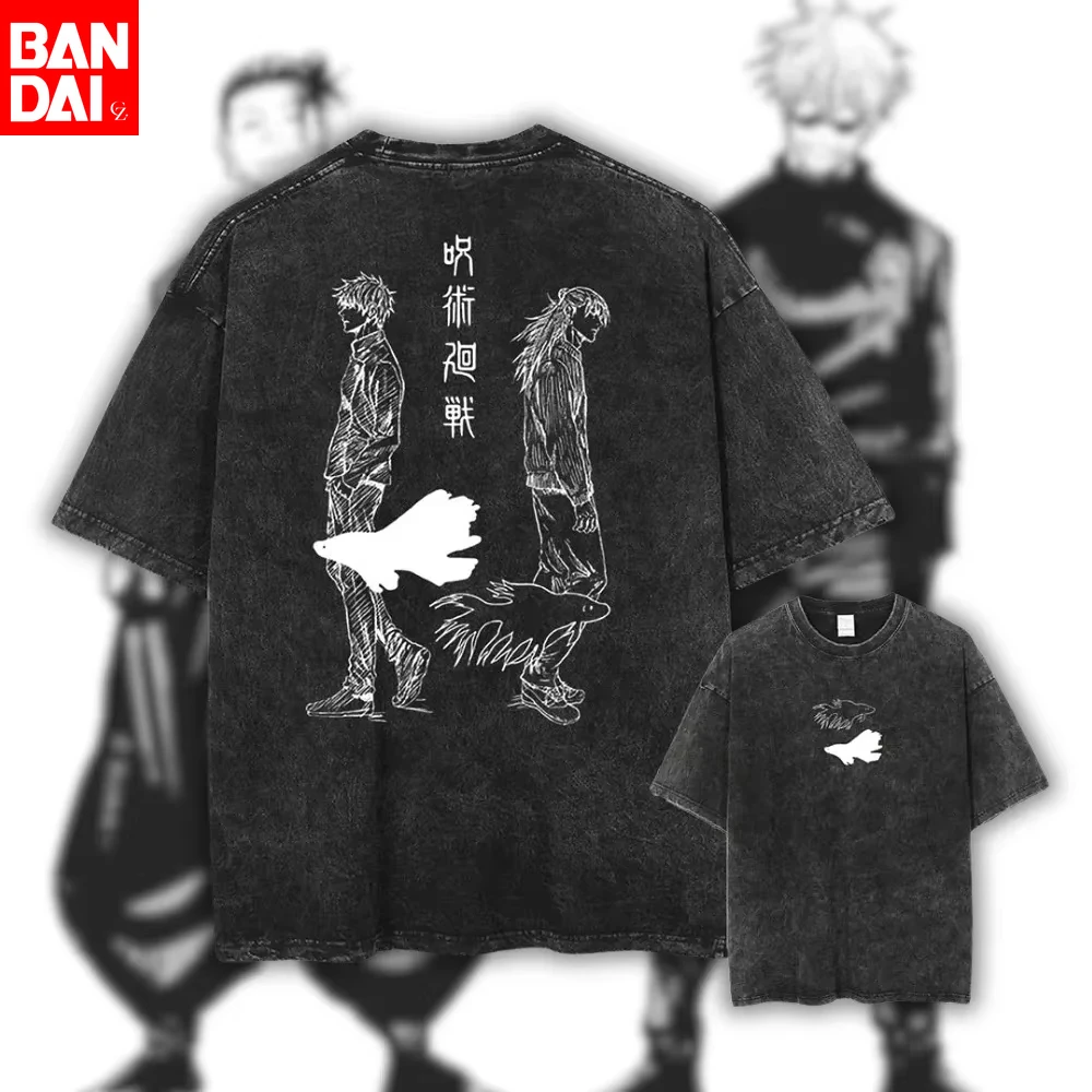 

Jujutsu Kaisen Washed Cotton T Shirt Gojo Satoru Graphic Print Vintage Tee Men Women Harajuku Streetwear Short Sleeve Anime Tops