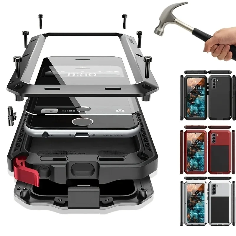 Robuste, stoßfeste und sturzsichere Handyhülle aus Aluminiumlegierung, kompatibel mit Samsung S26 Ultra, S25, S24, S23.