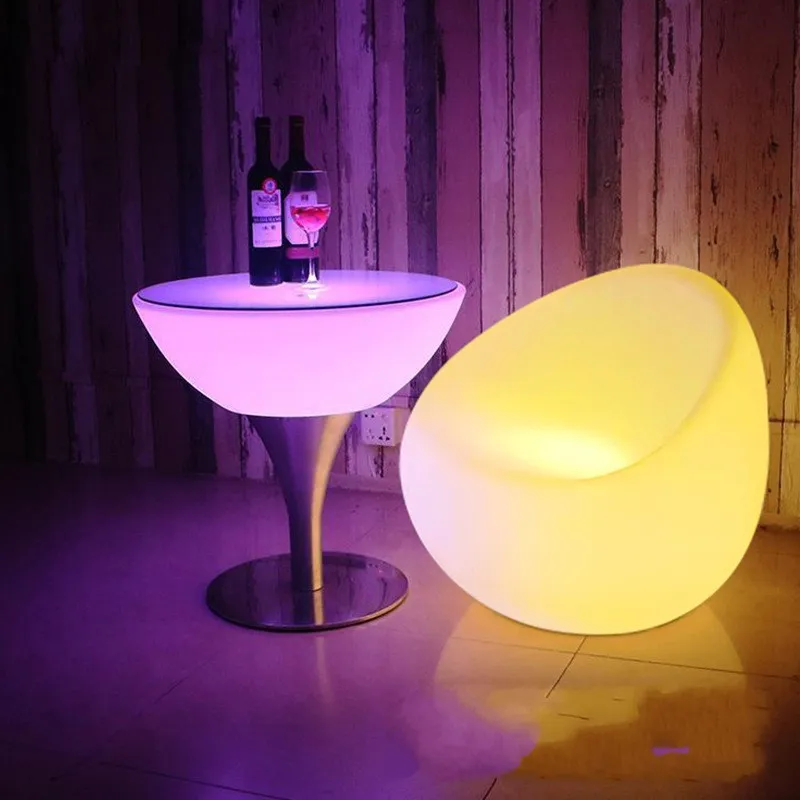 New Led Rechargeable Lighting Round Cocktail Table Illuminous Glowing Coffee Bar High Tables For Party Event Nightclub