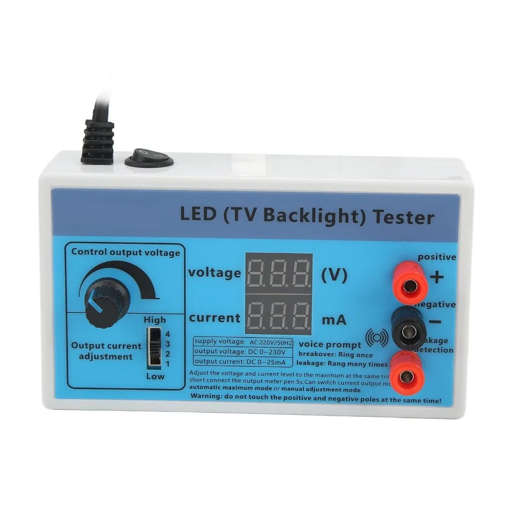 Multifunction LED TV Backlight Tester 0-230V Output Adjustable Output Voltage Backlight Strips Tester High Brightness Plug 110V