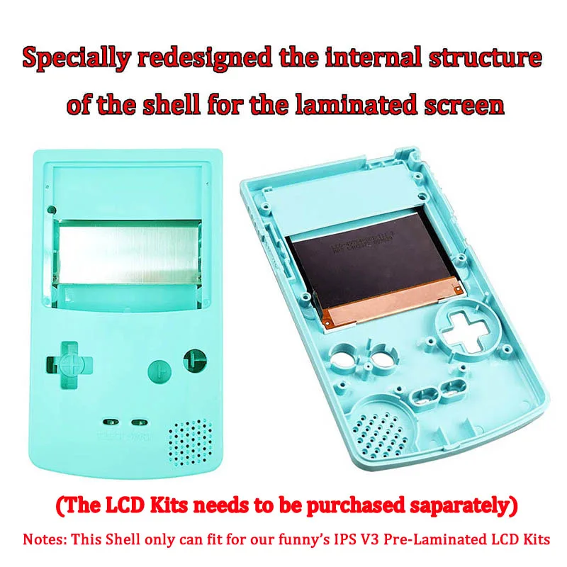Customized IPS V3 Housing Shell For GBC Highlight IPS V3 Pre Laminated LCD Screen Kits With Rubber Membranes for GameBoy Color