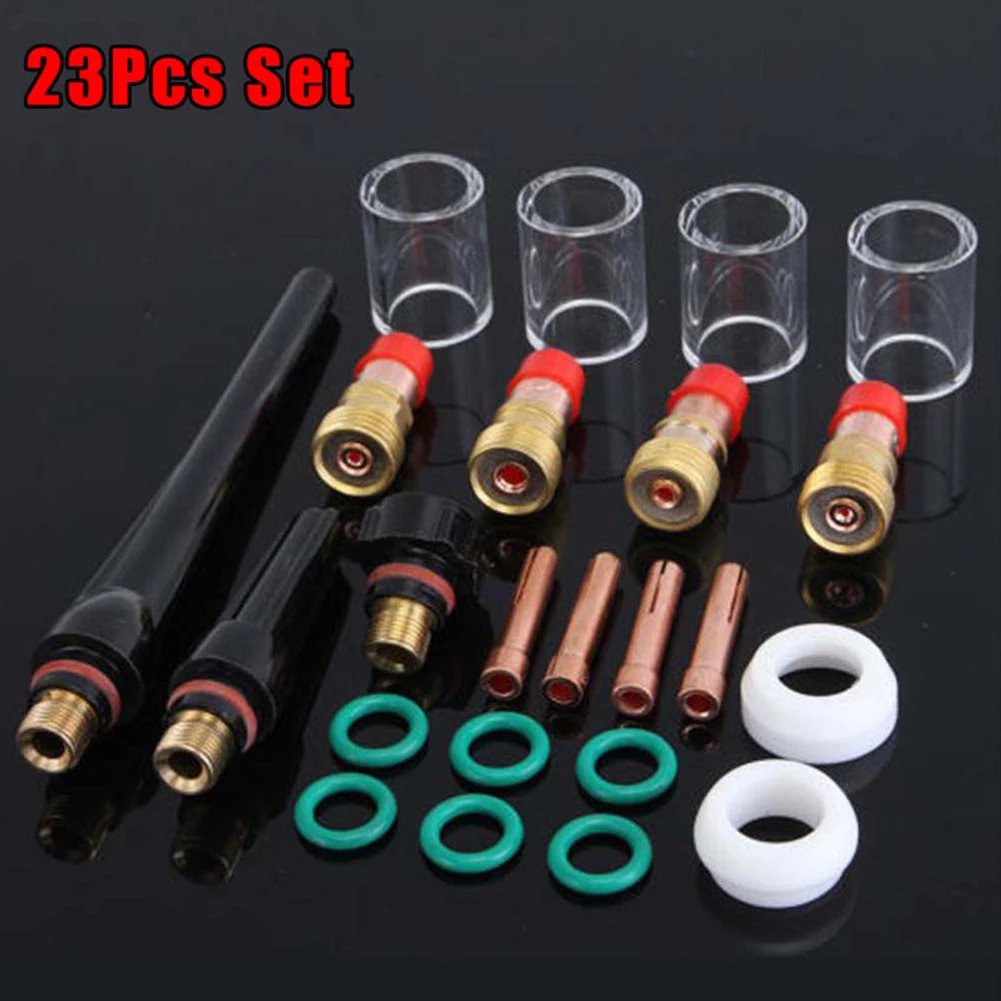 

23PCS TIG Welding Torch Collet Gas Lens #10 Glass Cup Kit F SP WP-17/18/26 10N22S Collet 1.0mm .040" Welding Accessories