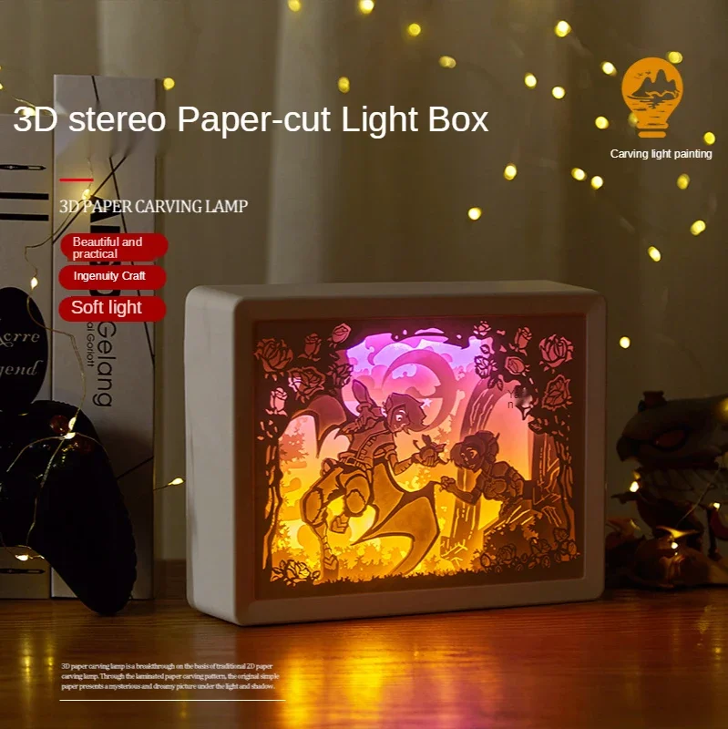 Light and Shadow Paper Carving Lamp Birthday Gift 3d Three-dimensional Paper-cut Lamp Bedside Eye Protection Night Light