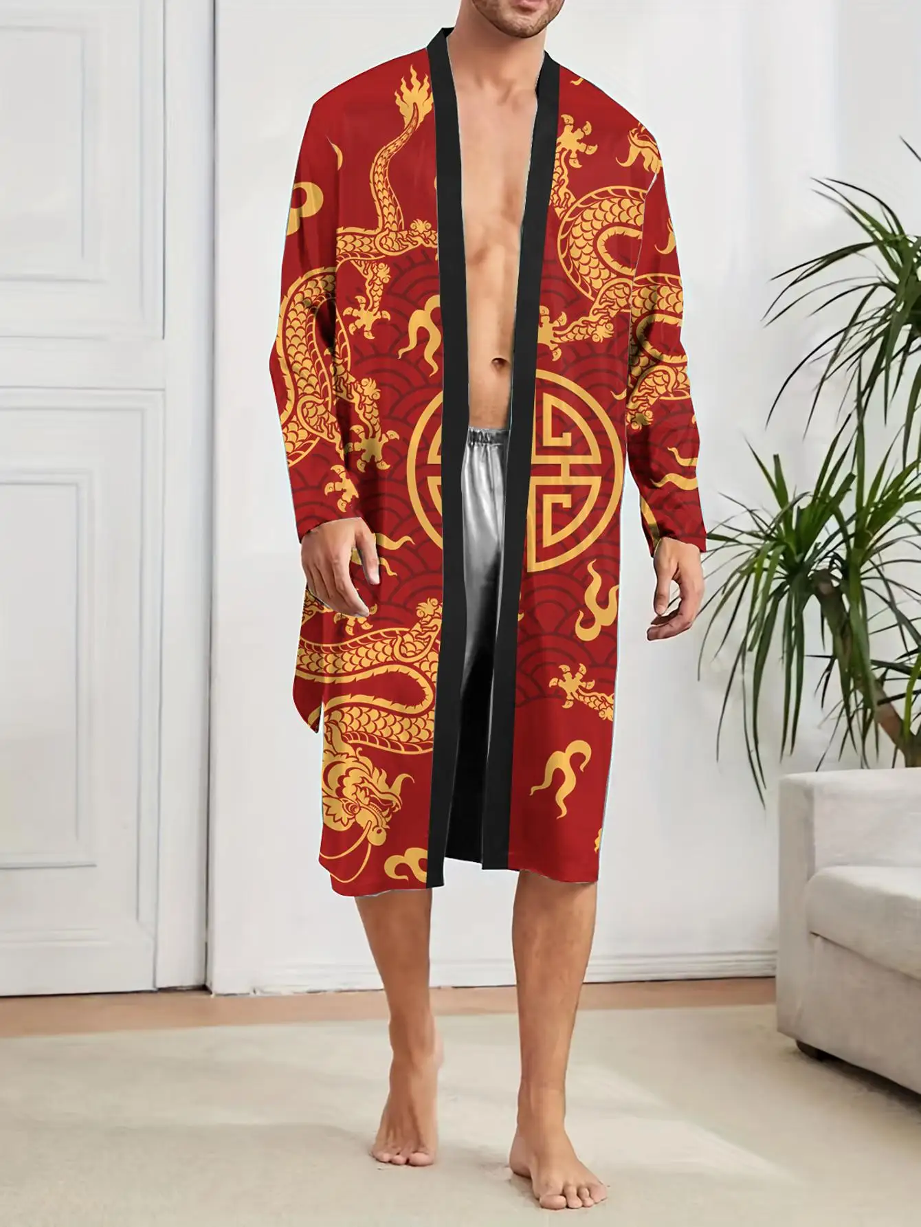 1pcs Men's Robes 2026 Spring/Summer Men's bathrobe sleepwear 3D Printed Robe man Breathable Graphic Bathrobe man Robes